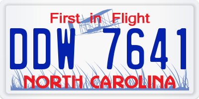 NC license plate DDW7641
