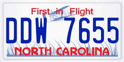 NC license plate DDW7655