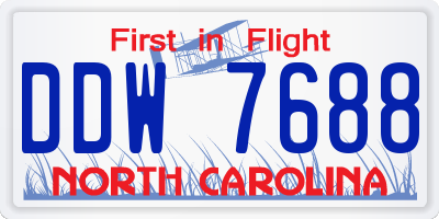 NC license plate DDW7688