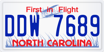 NC license plate DDW7689