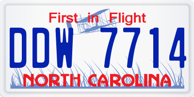 NC license plate DDW7714
