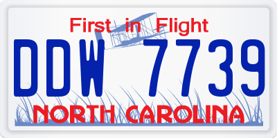 NC license plate DDW7739