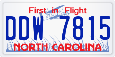 NC license plate DDW7815