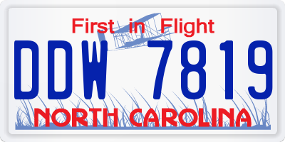 NC license plate DDW7819