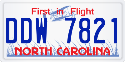 NC license plate DDW7821