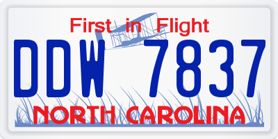 NC license plate DDW7837