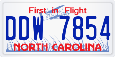 NC license plate DDW7854