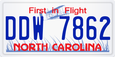 NC license plate DDW7862