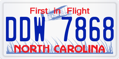 NC license plate DDW7868