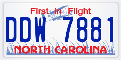 NC license plate DDW7881