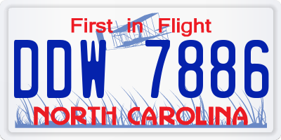 NC license plate DDW7886