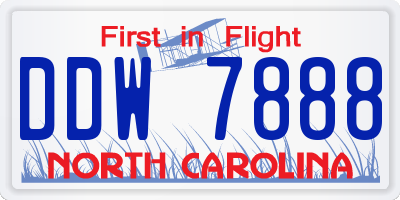 NC license plate DDW7888