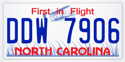 NC license plate DDW7906