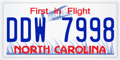 NC license plate DDW7998