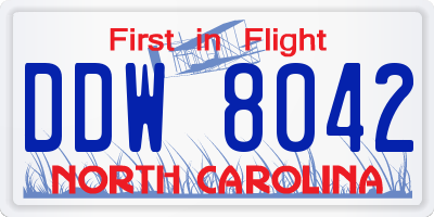 NC license plate DDW8042