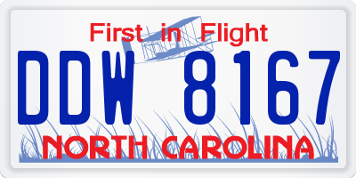 NC license plate DDW8167