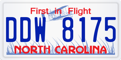 NC license plate DDW8175