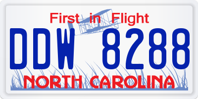 NC license plate DDW8288