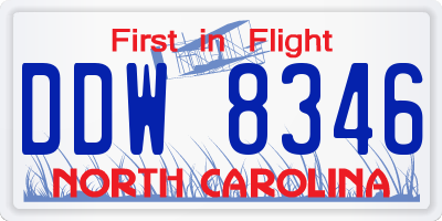 NC license plate DDW8346