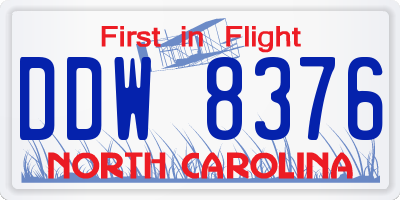NC license plate DDW8376