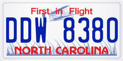 NC license plate DDW8380