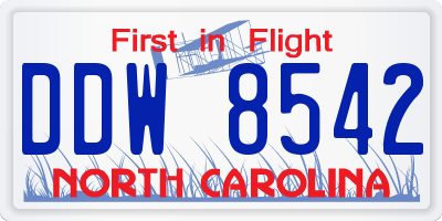 NC license plate DDW8542