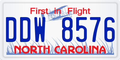 NC license plate DDW8576