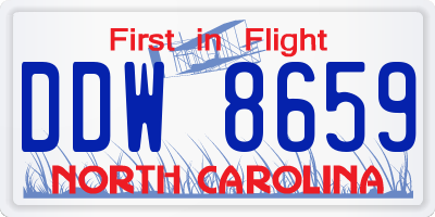 NC license plate DDW8659