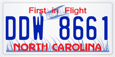 NC license plate DDW8661