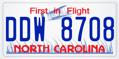 NC license plate DDW8708