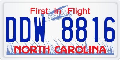 NC license plate DDW8816