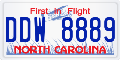 NC license plate DDW8889