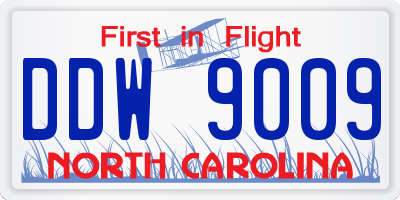 NC license plate DDW9009