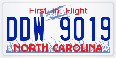 NC license plate DDW9019