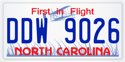 NC license plate DDW9026