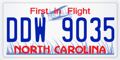 NC license plate DDW9035