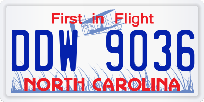 NC license plate DDW9036