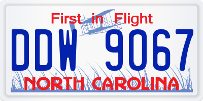 NC license plate DDW9067