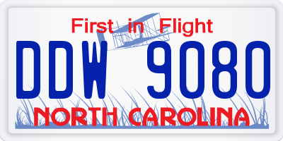 NC license plate DDW9080