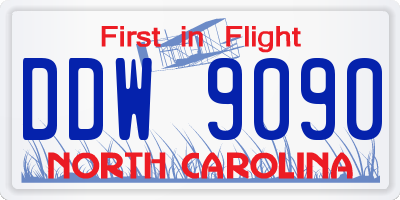 NC license plate DDW9090