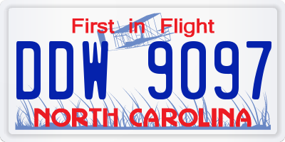 NC license plate DDW9097