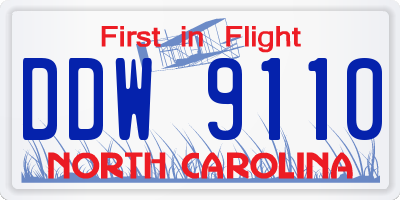 NC license plate DDW9110