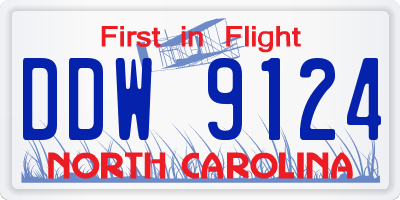 NC license plate DDW9124