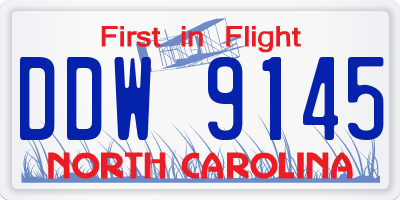 NC license plate DDW9145