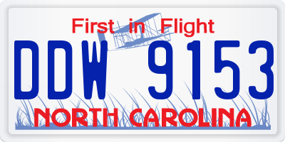 NC license plate DDW9153