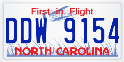 NC license plate DDW9154