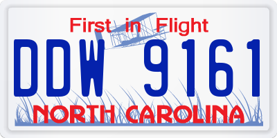 NC license plate DDW9161