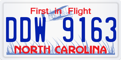 NC license plate DDW9163