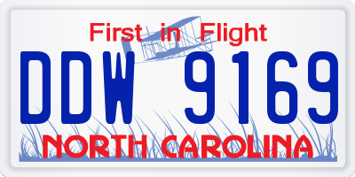 NC license plate DDW9169
