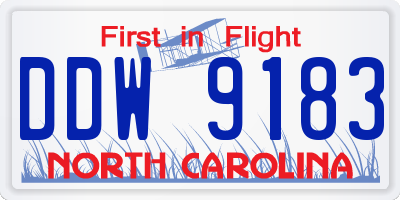 NC license plate DDW9183